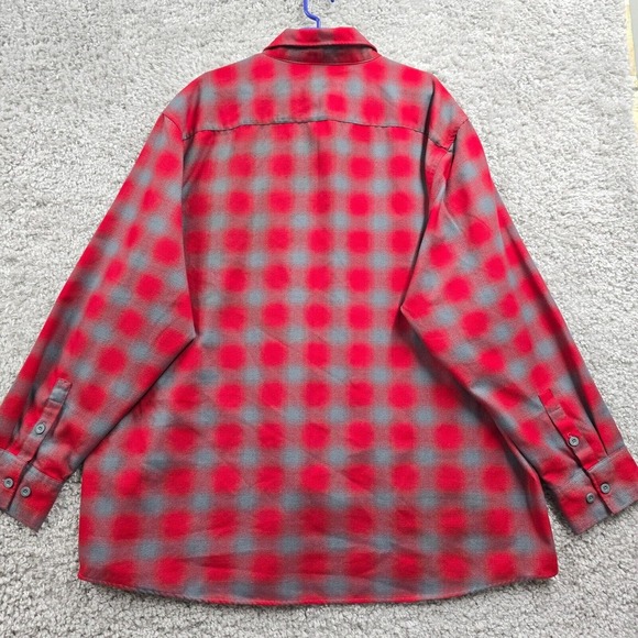 Dixxon Flannel Shirt Mens 4XL Red Gray Shadow Plaid Button Up Form and Function - Picture 7 of 11